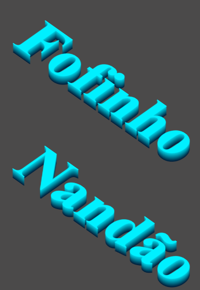 Texto com efeito isométrico simples mostrando  camadas de sombra